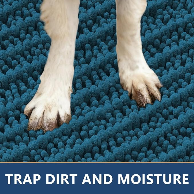 Smiry Dog Door Mat for Muddy Paws 47x17, Absorbent Dirt Trapper, Non-Slip