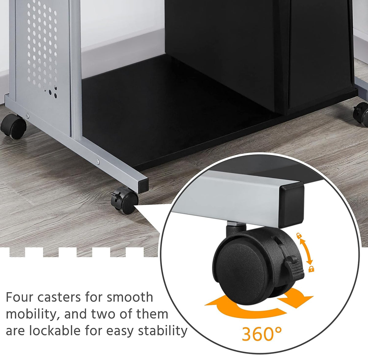 Yaheetech Small Rolling Computer Desk with Hutch and Storage Shelves, Black