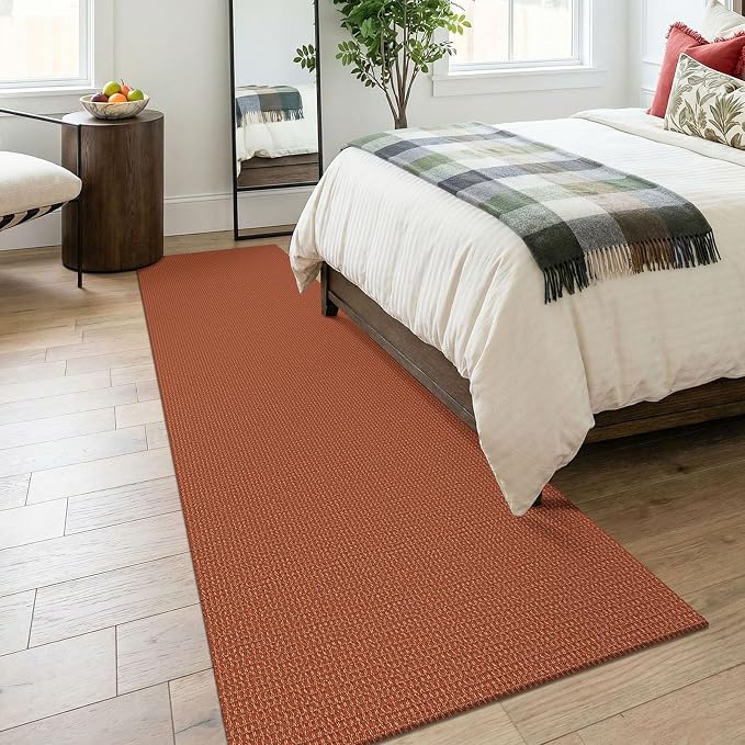 KOZYFLY Cotton Runners for Hallway 3x8, Wide Washable Runner Rug, Woven Non