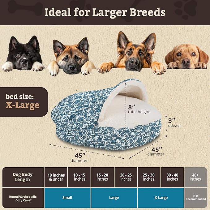 Snoozer Luxury Cozy Cave Pet Bed, Wag Collection, Extra Large - Ramey Oxford