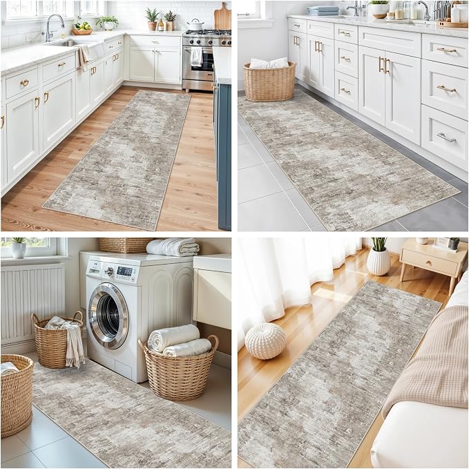 2x8 Washable Non-Slip Hallway Runner Rug – Modern Abstract Soft Carpet