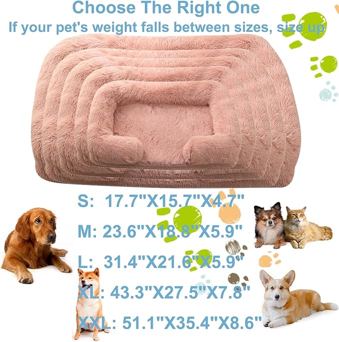 Dog Beds Large Sized dog Orthopedic, Sofa Dog Bed with Waterproof Lining and Nonskid Bottom, Rectangle Washable Dog Bed for Medium Small Dogs and Cats Comfortable ( Color : Pink1 , Size : 43 x 27" )