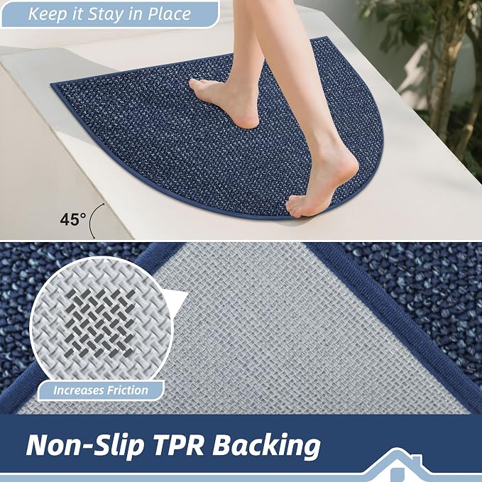 BEQHAUSE Dirt Trapper Door Mat 24" x 36" Half Circle Non-Slip Washable Doormats