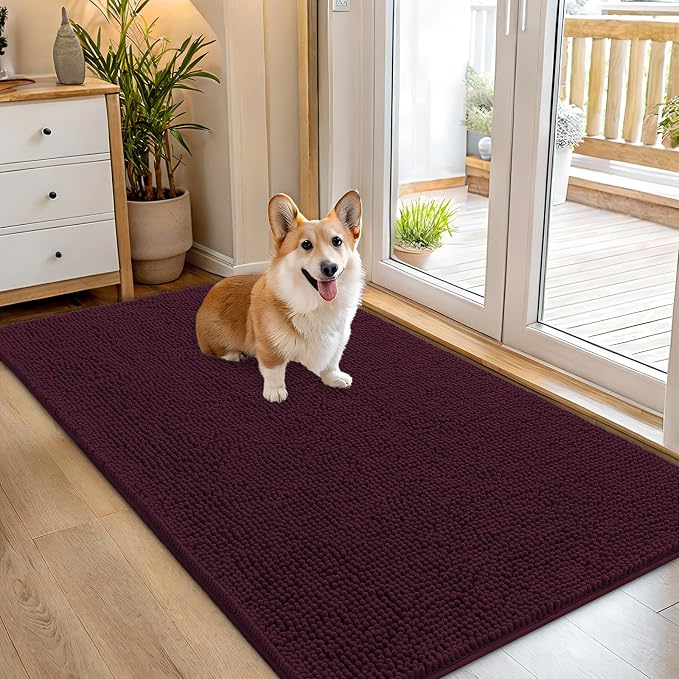 OLANLY Dog Door Mat for Muddy Paws 54x32, Absorbs Moisture and Dirt, Absorbent