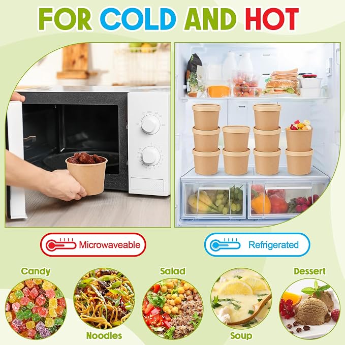 Fulmoon 100 Pack Paper Soup Containers