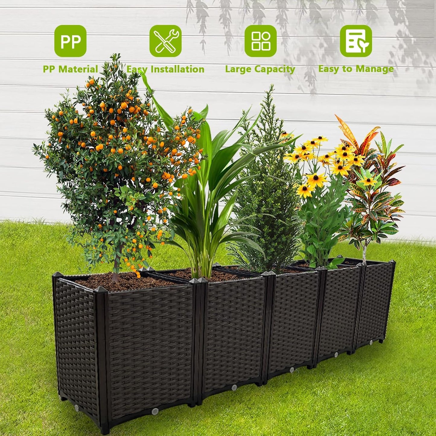 Large Planters for Outdoor Plants pots Elevated Garden Boxes Raised Garden Bed Garden Patio Balcony Deck to Planting Flowers Vegetables Tomato and Herbs