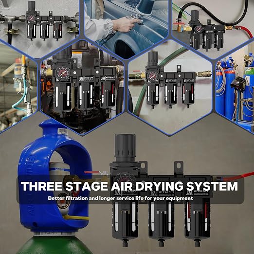NEWPO 1/2" 3 Stage Air Drying System, Air Dryer