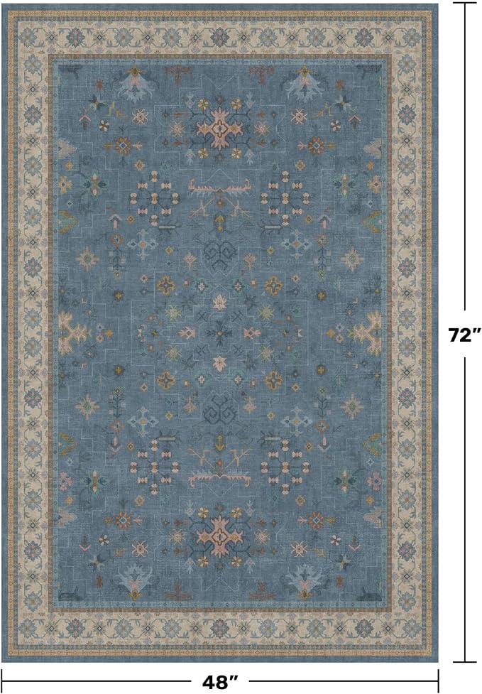 Washable 4x6 Small Rug for Living Room, Area Rug for Kitchen, Large Entryway