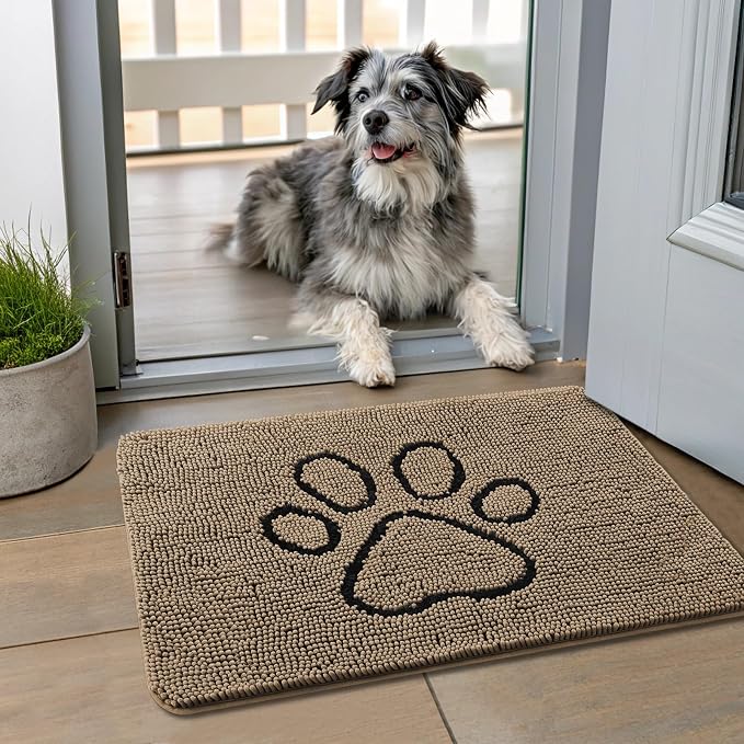 Smiry Dog Door Mat for Muddy Paws, Absorbent Dirt Trapper Non Slip Quick Dry