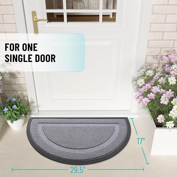 OLANLY Half Circle Door Mat Indoor Outdoor Entrance Welcome, Waterproof