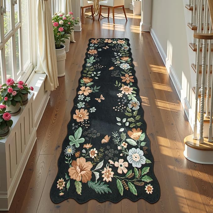 Lahome Floral Runner Rug for Hallways, Soft Washable Hallway Rugs