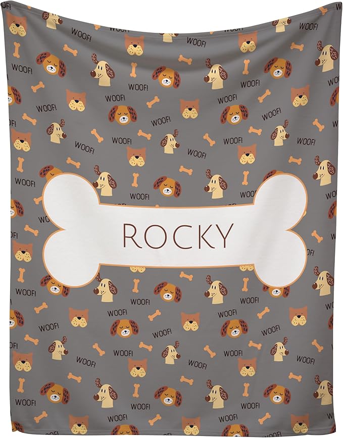 Prints Next Day – Custom 50" x 60" Fleece Pet Lightweight Blanket with Name - Gift for Dog or Cat Owners - Personalized Couch Throw - Puppy Patterned - Printed in America
