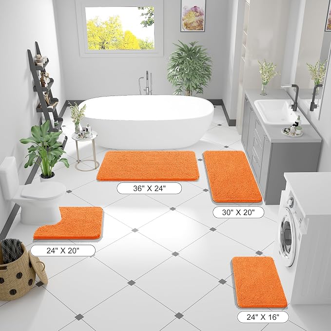 OLANLY Bathroom Runner Rugs 44x24, Extra Soft Absorbent Chenille Bath Rugs