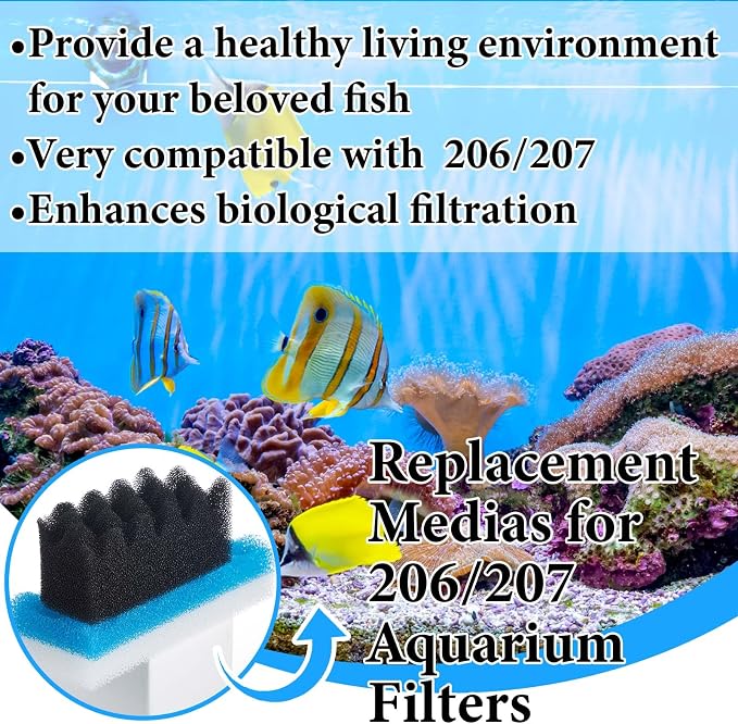 18 Pcs Aquarium Filters Bio Sponge Sets Compatible