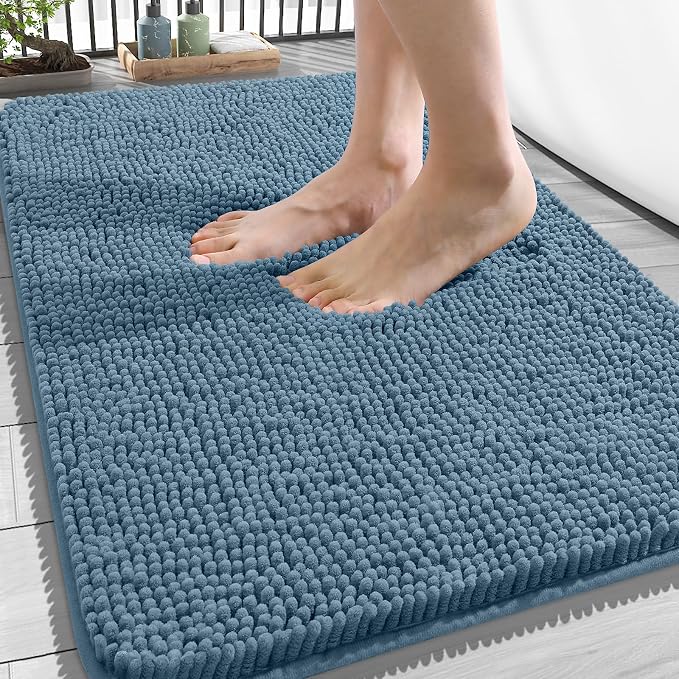 OLANLY Bathroom Rugs 34x21, Extra Soft Absorbent Chenille Bath Rugs, Rubber
