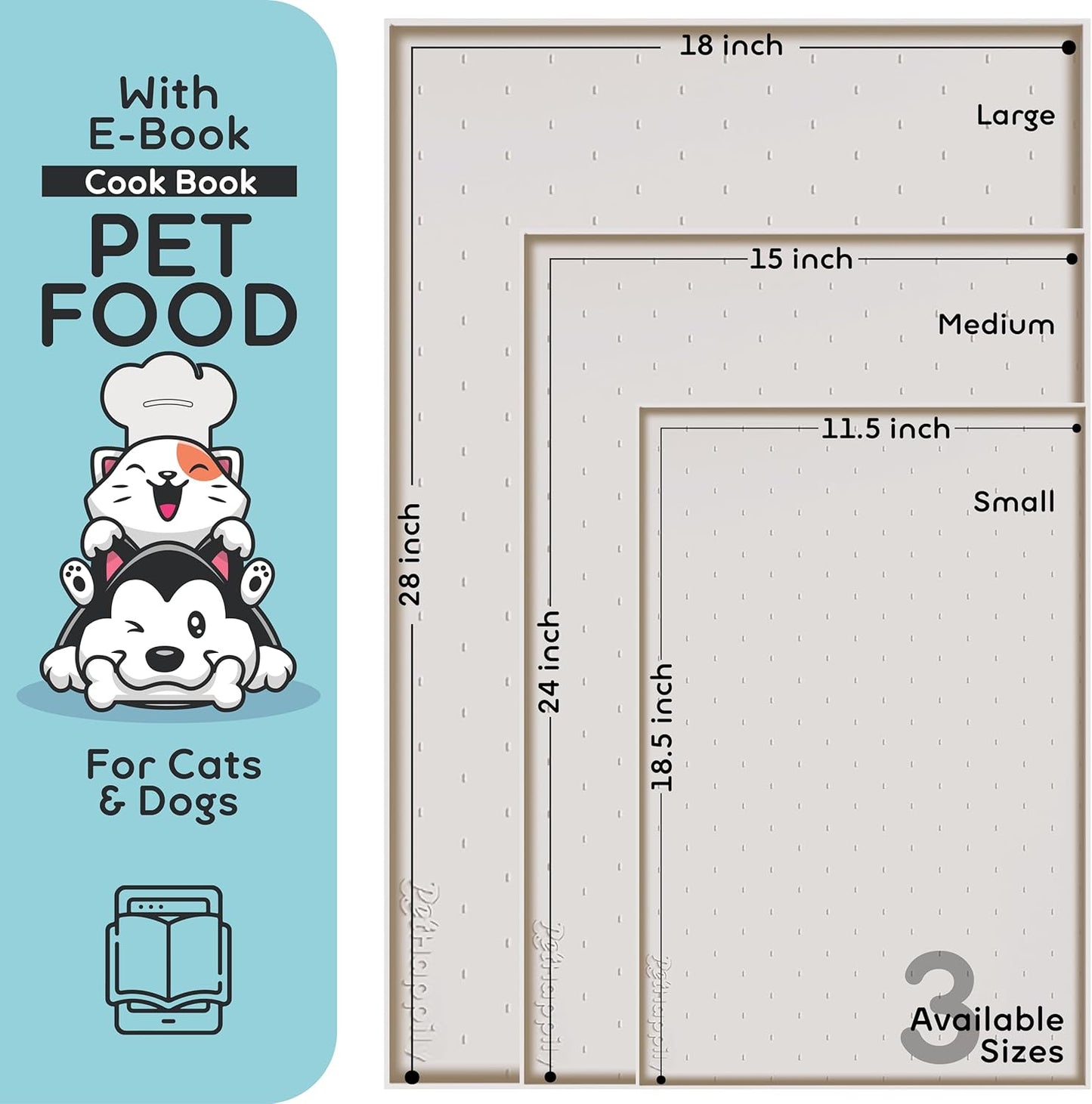 Dog Food Mat - 24x15 Raised Edges Dogs Mat for Food and Water Prevent Spill, Waterproof Cat Food Mats Protect Floors, Easy Clean Dog Bowl Mats for Food and Water, Silicone Pet Feeding Placemats Mist