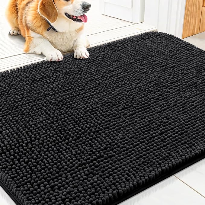 Smiry Dog Door Mat for Muddy Paws 30x20, Absorbent Dirt Trapper, Non-Slip