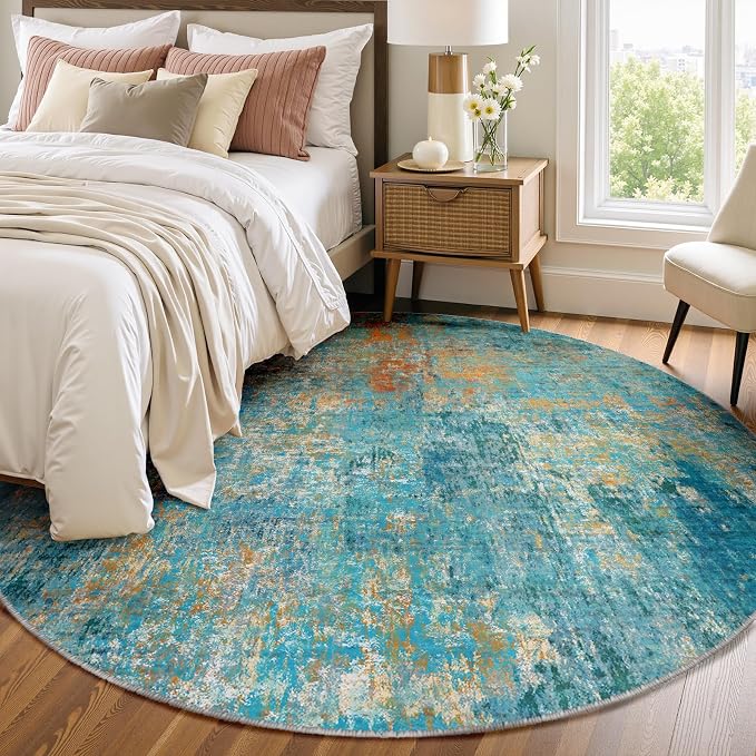 RELEANY Washable Area Rugs 8ft Non-Slip Modern Abstract Soft