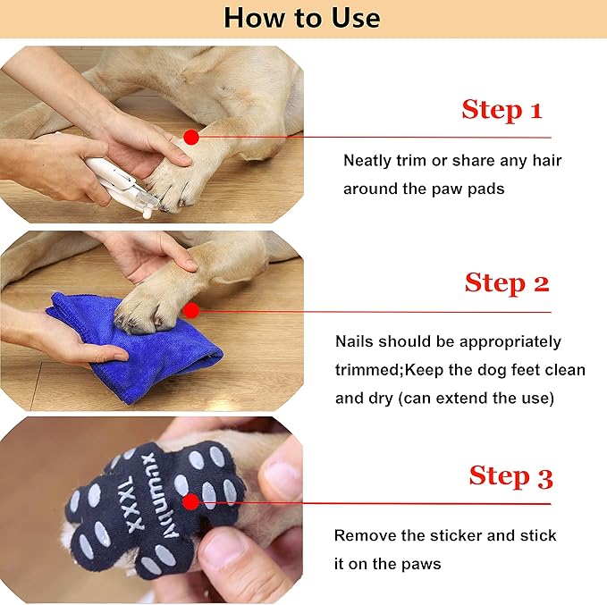 Dog Paw Protector Gripper Traction Pads,Dog Paw Covers,Foot Stickers in Summer Hot/Winter Cold Pavement,Dog Shoes Booties Socks Replacement,12 Sets (48 pcs) S Multicolor