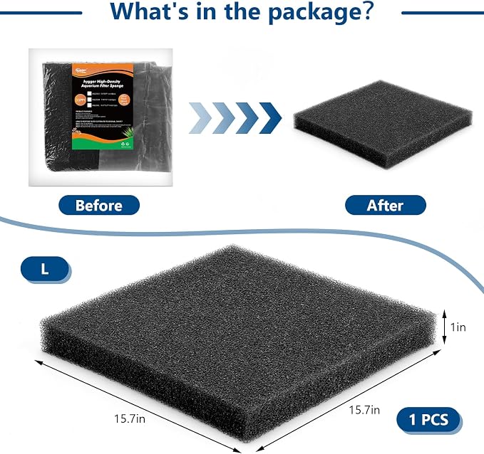 hygger Aquarium Sponge Filter Pad, Filter Media Foam Sponges, Cut-to-Size Open