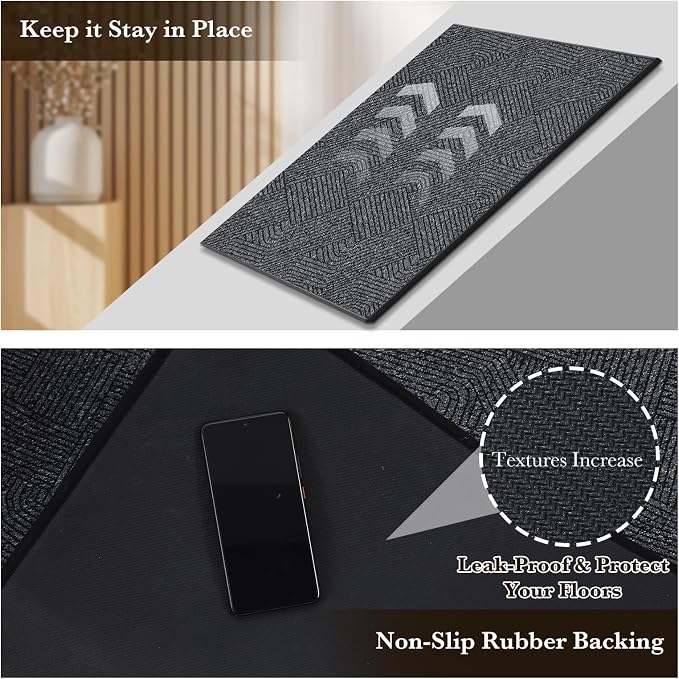 Indoor Door Mat 24"x36", Low-Profile Welcome Front Door Mat Indoor Entrance