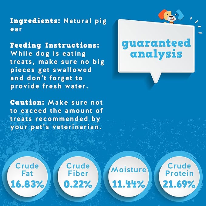 Jack&Pup Whole Pig Ears for Dogs | Premium Pig Ears Dog Treats for Large Dog to Small | All Natural, Digestible and Single Ingredient (65 Pack)
