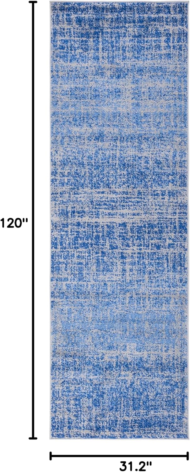 SAFAVIEH Adirondack Collection Runner Rug - 2'6" x 10', Blue & Silver, Modern Abstract Design, Non-Shedding & Easy Care, Ideal for High Traffic Areas in Living Room, Bedroom (ADR116D)