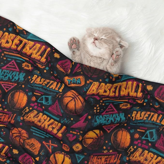 Waterproof Dog Blanket Soft Pet Blanket for Puppy Cat, Fleece Cat Throw Blankets for Furniture Bed Couch Sofa Reversible - Basketball 1