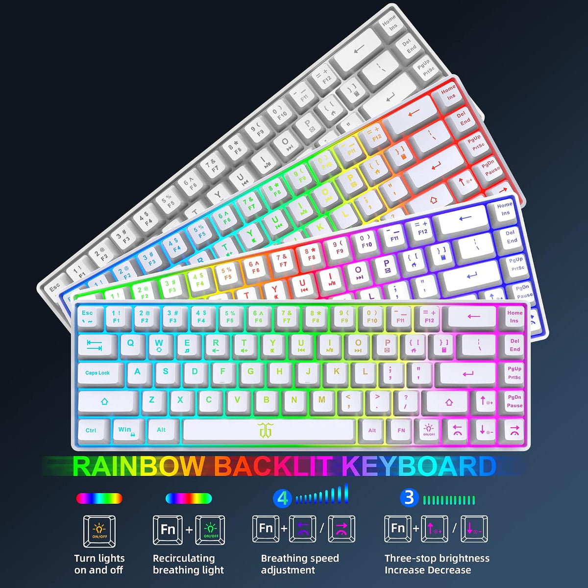 Snpurdiri 60% Wireless Gaming Keyboard and Mouse Combo, White
