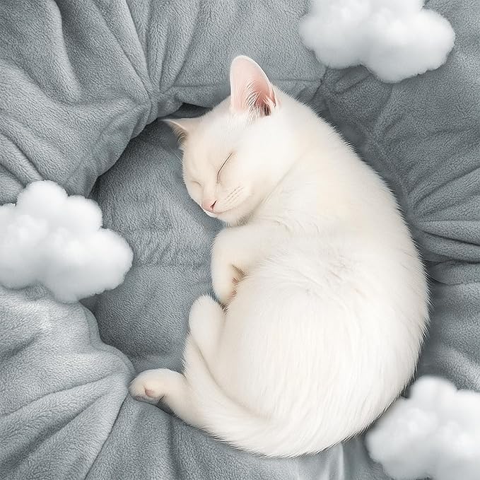 Cat Tunnel Bed for Indoor Cats, Peekaboo Cat Cave Bed,Soft Cat Donut Tunnel for Kitten Large Cats, Cute Grey Octopus Shaped
