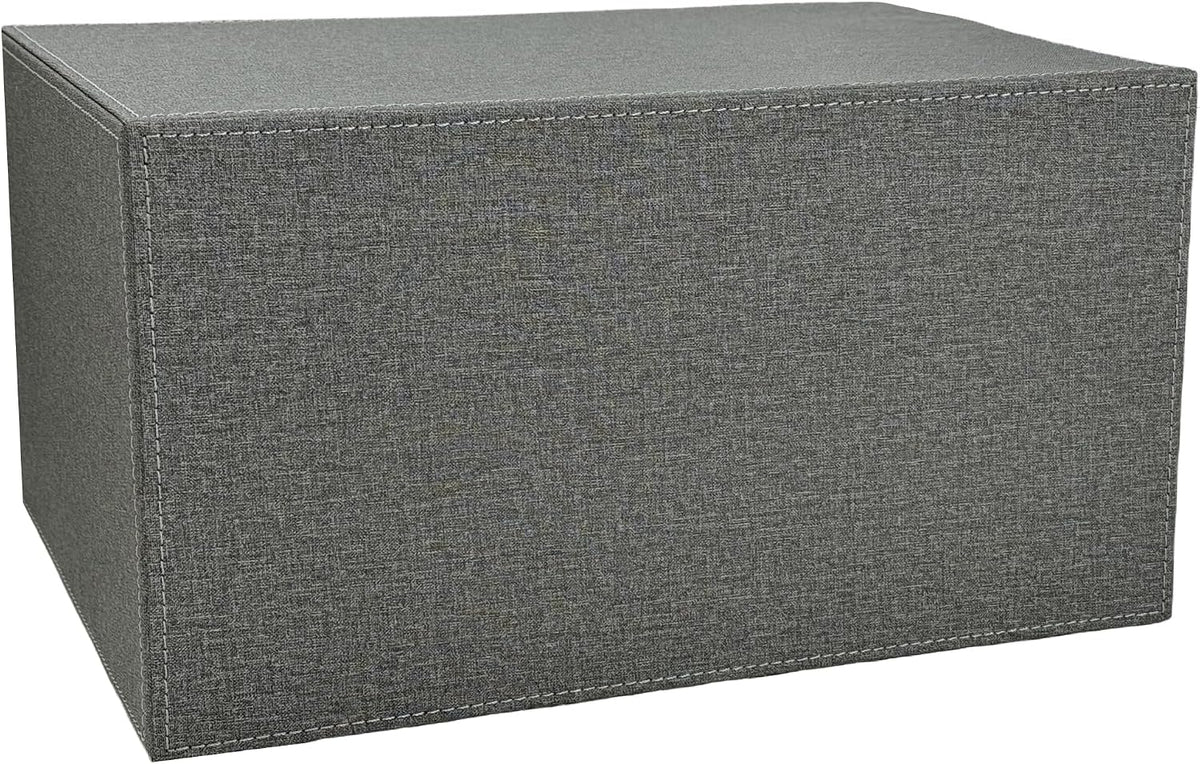 3-Drawer Leather Desk Organizer with A4 File Holder-Stackable Modular Storage Box for Office Supplies,Files,Bills & Jewelry-Space-Saving Design for Home Office,Desk & Workspace(Grey Cloth)