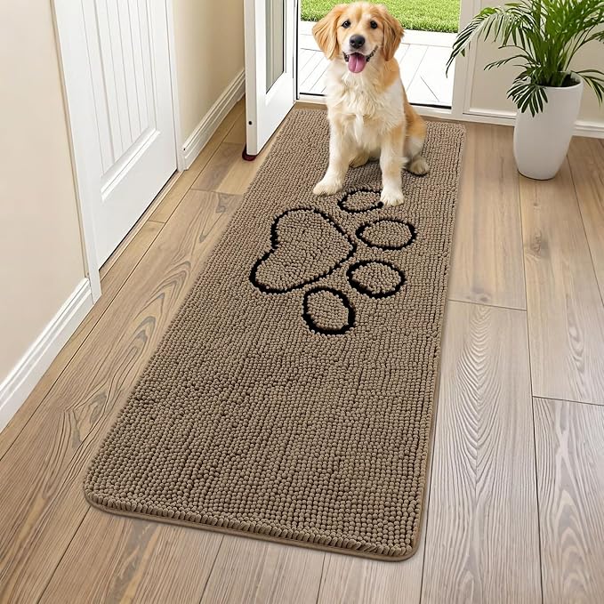 Smiry Dog Door Mat for Muddy Paws, Absorbent Dirt Trapper Non Slip Quick Dry