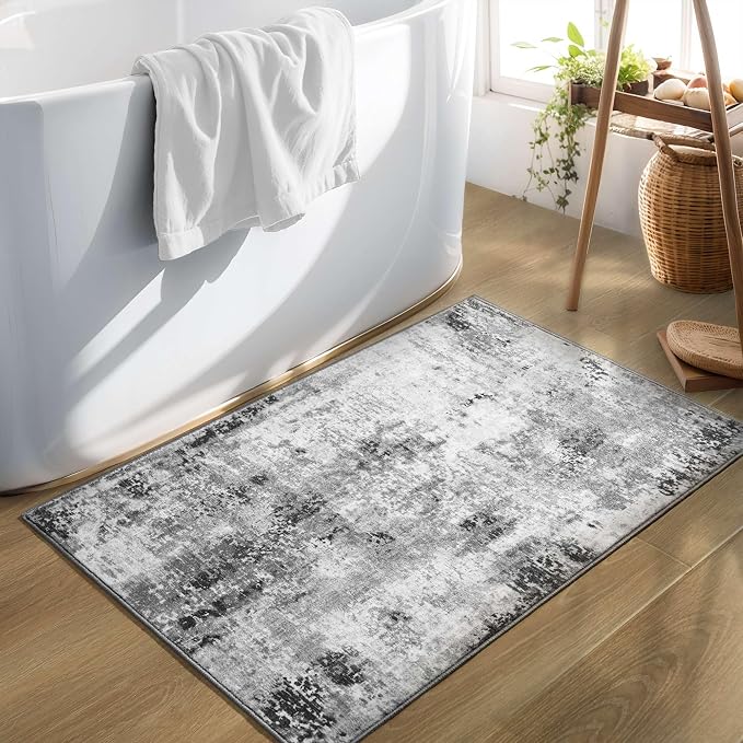 Entrance Rugs Indoor 2x3 Grey Entry Rug Washable Abstract Small Area Rug