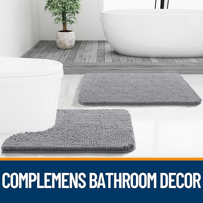 OLANLY Large Bathroom Rugs 70x46, Extra Soft Absorbent Chenille Bath Rugs