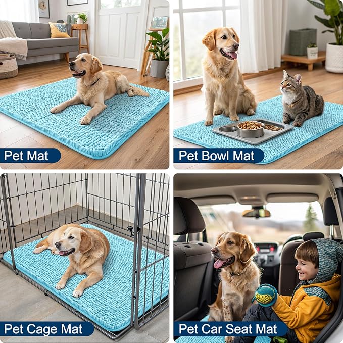 Smiry Dog Door Mat for Muddy Paws 36x24, Absorbent Dirt Trapper, Non-Slip