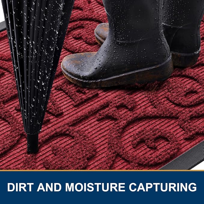 Smiry Welcome Door Mat Outside Entrance, Heavy Duty Trap Dirt and Moisture Easy