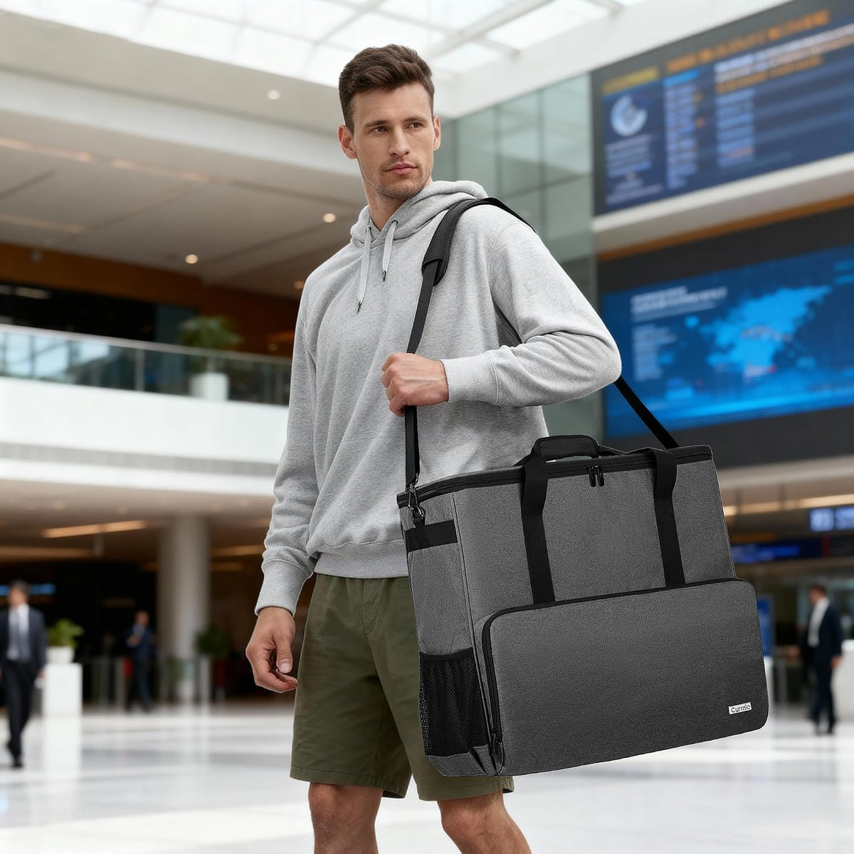 CURMIO PC Carrying Case, Desktop Travel Bag for Full Computer Tower, Gray