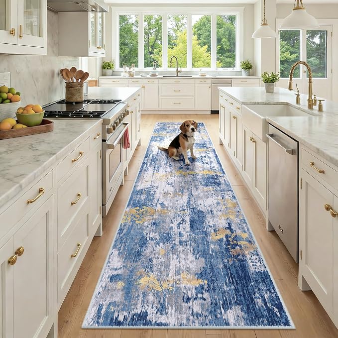 RELEANY Washable Area Rugs 2'6"x10 Non-Slip Modern Abstract Soft