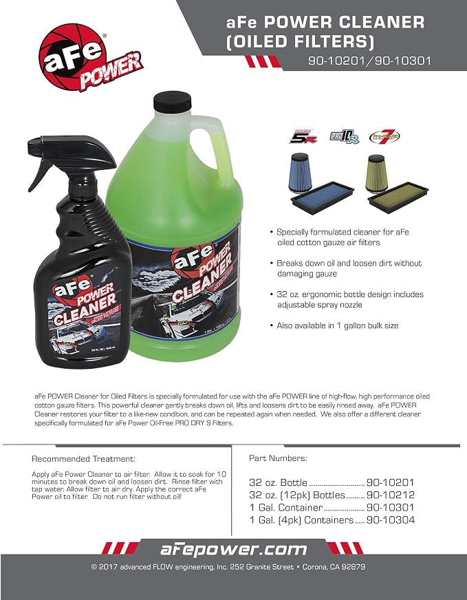 aFe Power Air Filter Cleaner: 32oz Spray Bottle, Restores Oiled Engine Air