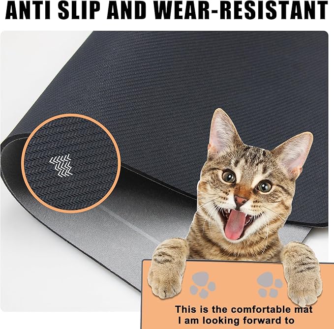 YCT Cat Pet Food Mat - Non-Slip Bottom Absorbent Quick Dry Feeding Mat for Dogs and Cats - Pet Supplies, 16.9"x24" Beige