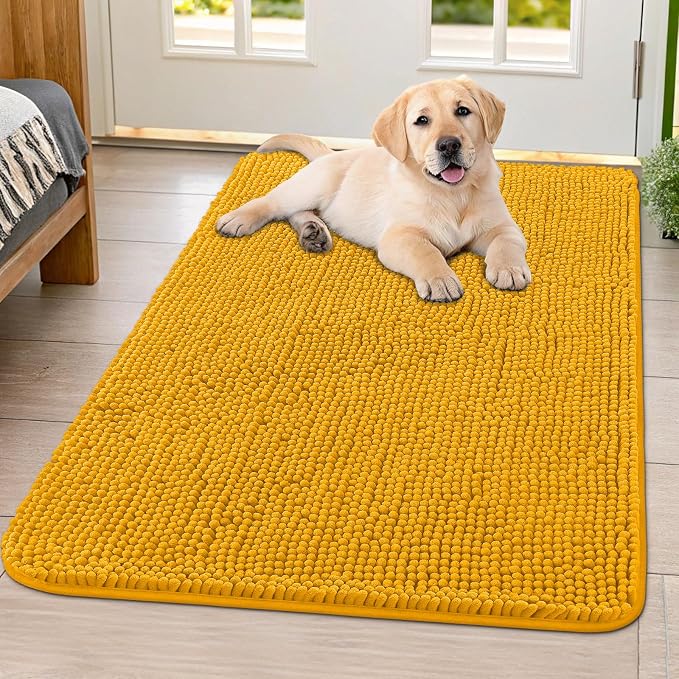 Smiry Dog Door Mat for Muddy Paws 40x32, Absorbent Dirt Trapper, Non-Slip