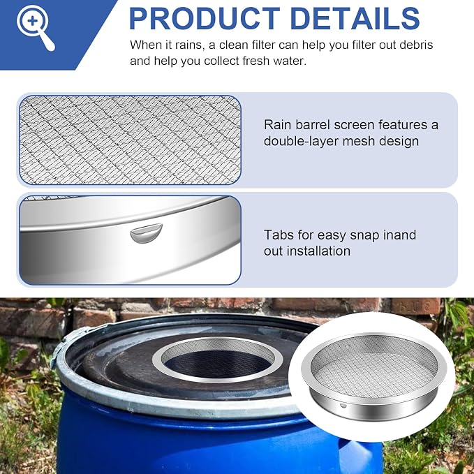 6" Rain Barrel Screen Aluminum, Rain Barrel Filter Rainwater Collection System
