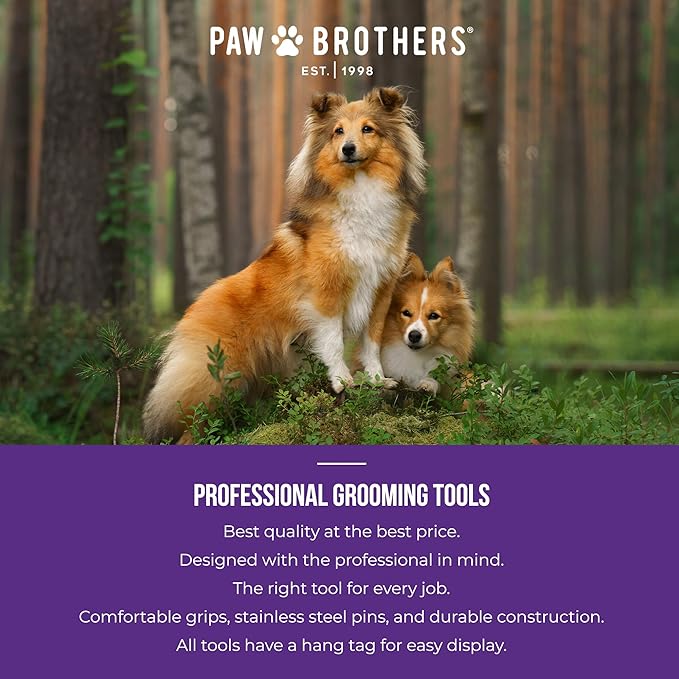 Ryan's Pet Supplies Paw Brothers Greyhound Style Teflon Comb for Dogs, Professional Grade, True Teflon, Fine/Medium, Ergonomic Handle, 7.5 in.