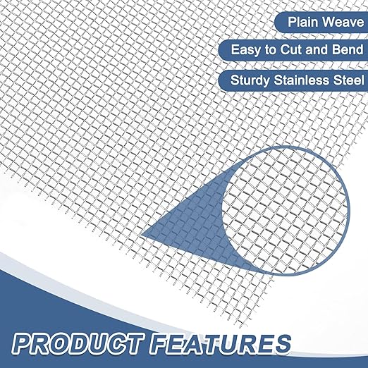 uxcell 12 Mesh 118" x 10" Woven Wire Mesh, 316 Stainless Steel Air Vent Filter
