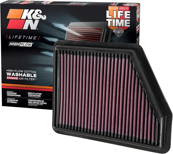 K&N High-Flow Original Lifetime Engine Air Filter: Increase Power: Premium