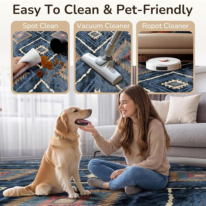 BESTSWEETIE Area Rug 5x7 Rug Machine Washable Non-Slip Low Pile Print Pattern