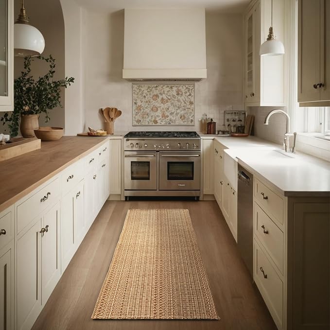 MatEssenz 20"x48" Kitchen Mats for Floor, Woven Kitchen Rugs, Machine Washable