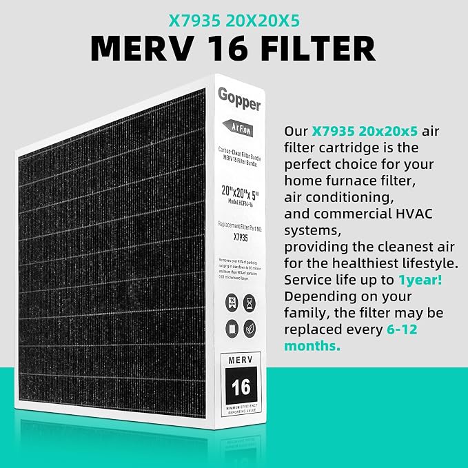 X7935 20x20x5 Air Filter MERV 16, Replacement Media