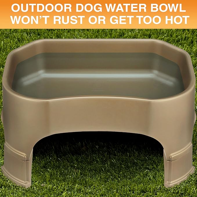 Neater Pet Brands Extra Large Water Bowl for Dogs, Elevated Outdoor Dog Water Bowl (2.25 Gallon XL Capacity), Big Trough Style Food Dish for Indoors or Outside, No Spill Large Dog Bowls, Champagne