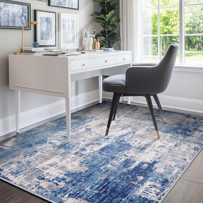 RELEANY Washable Area Rugs 5'x7' Non-Slip Modern Abstract Soft